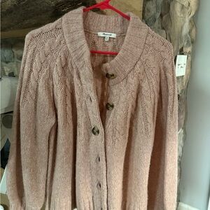 Madewell Pink Cardigan Sweater with Textured Knit